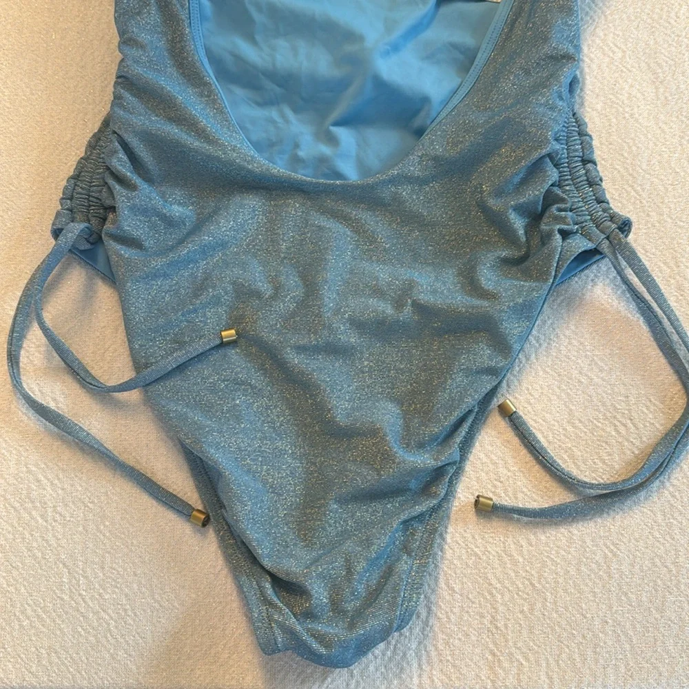 Vitamin A Gemma One Piece - Ocean Metallic, Size Large, $215